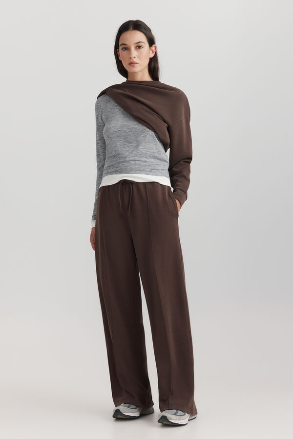 Springfield Soft sole wide leg sports trousers brown