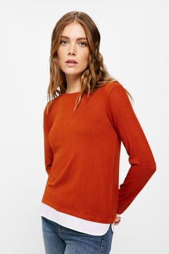 Springfield Two-material T-shirt with buttoned cuffs orange
