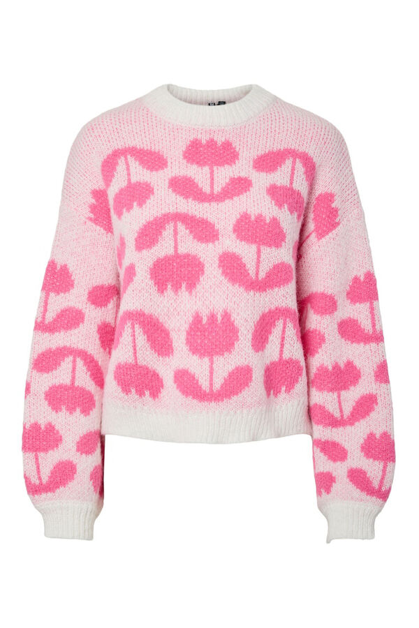 Pieces Floral print round neck sweater white