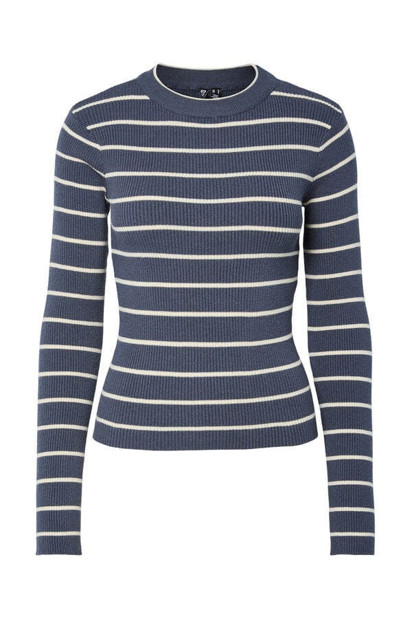 Pieces Schmal geschnittener Feinjersey Blau