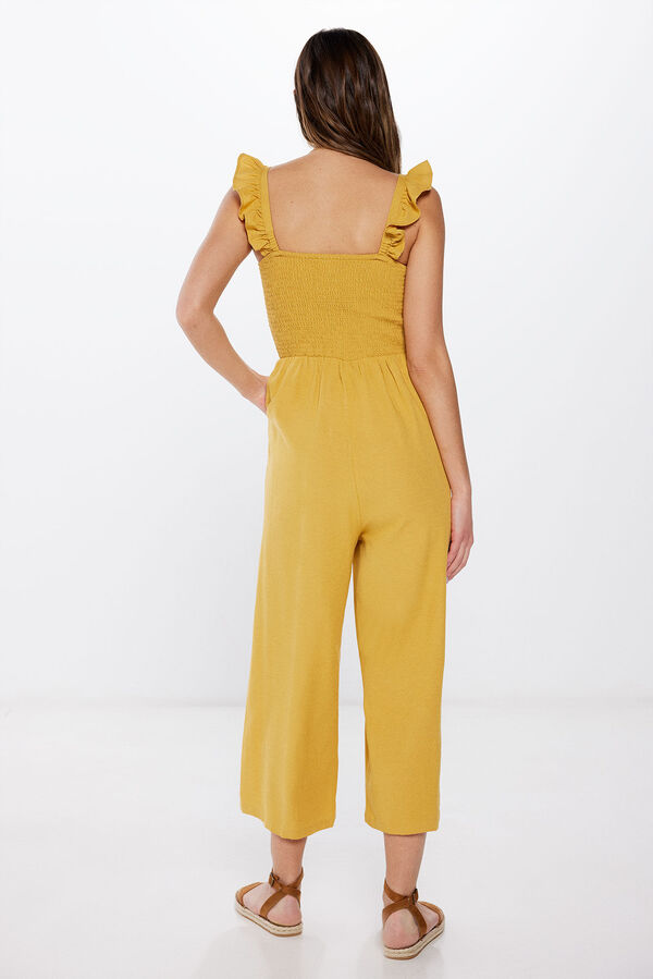 Springfield Flounced linen jumpsuit with straps banana