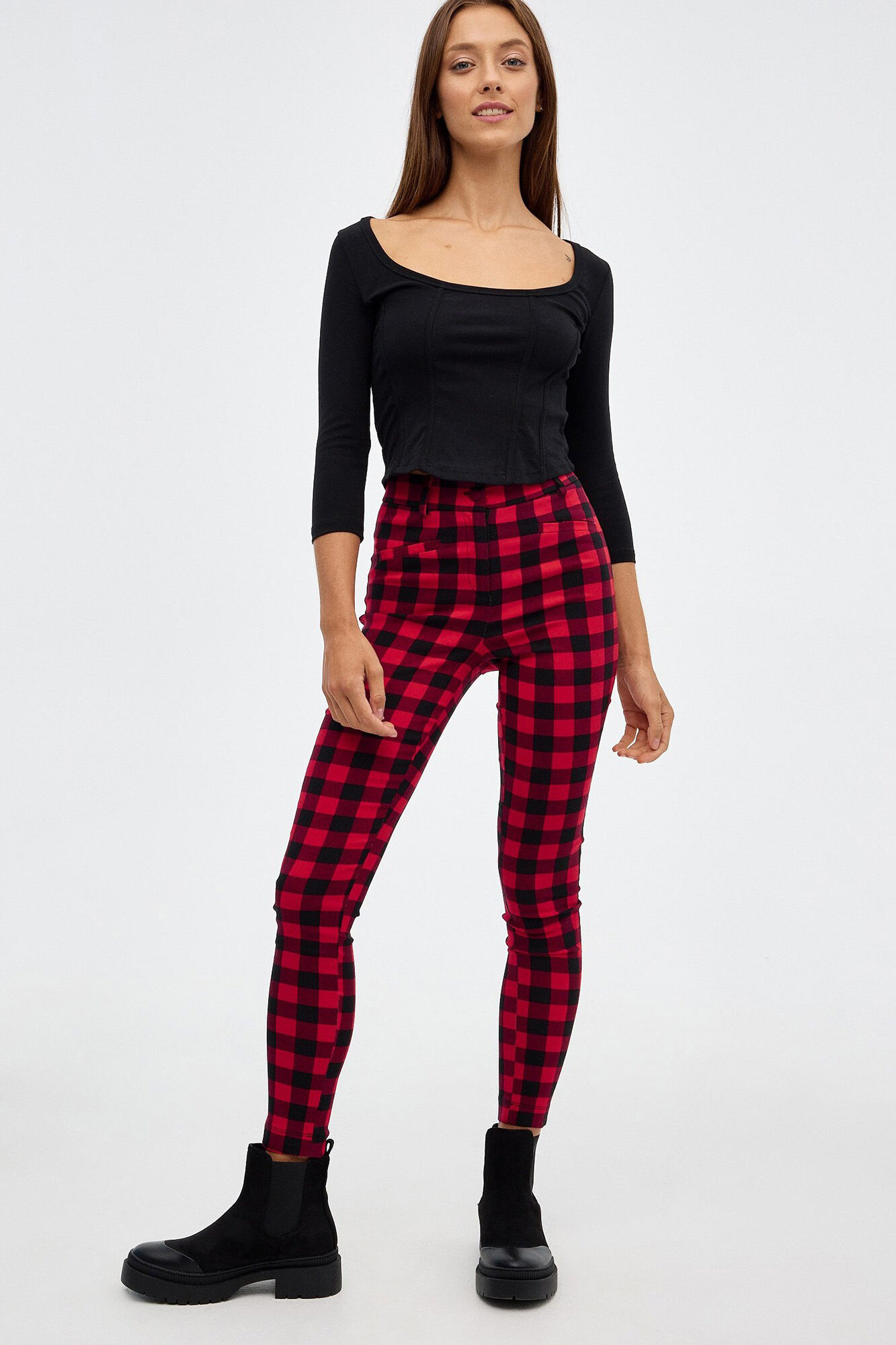 High Waisted Wide Leg Check Print Trousers | Nasty Gal