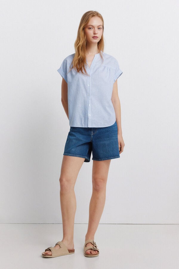 Springfield Linen short sleeve shirt blue