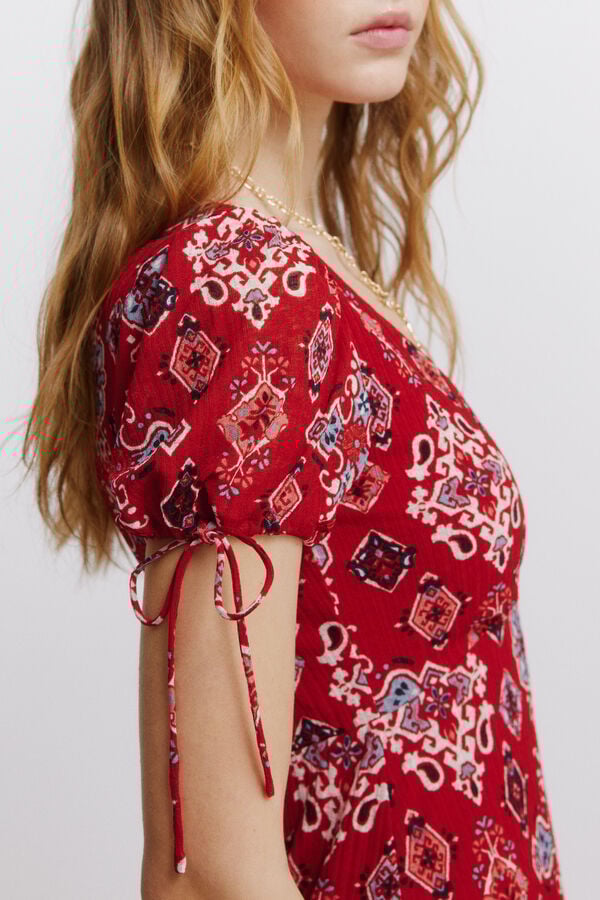 Springfield Short sleeve dress with bows red