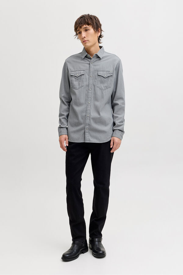 Jack & Jones Camisa denim regular gris