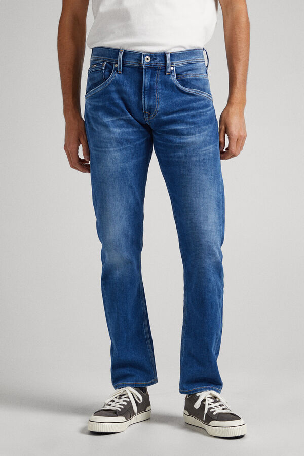 Springfield Mid-rise regular fit Track jeans bluish