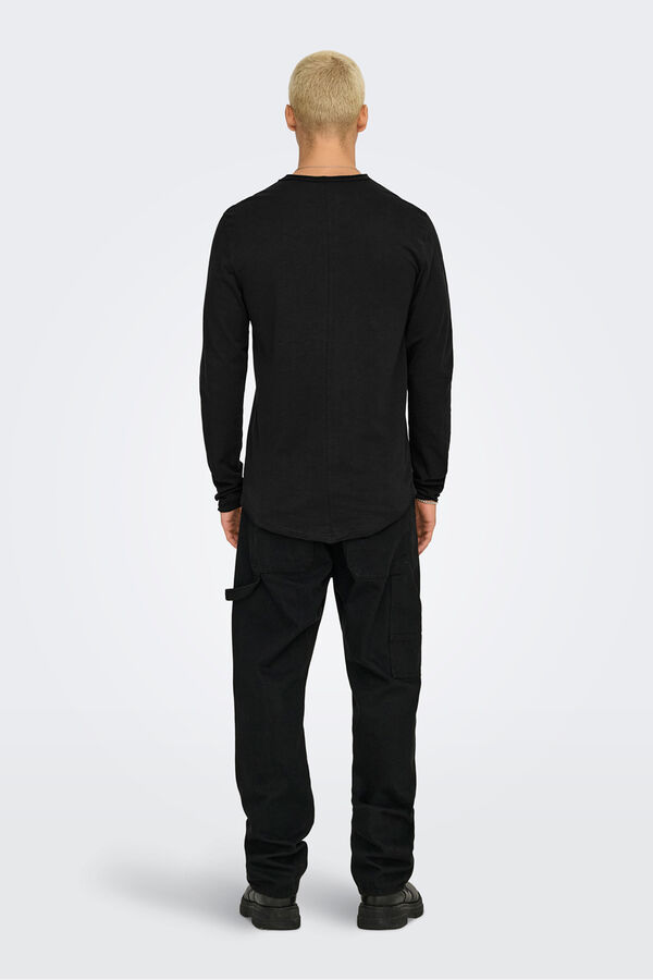 Only & Sons Langärmelig T-Shirt Schwarz