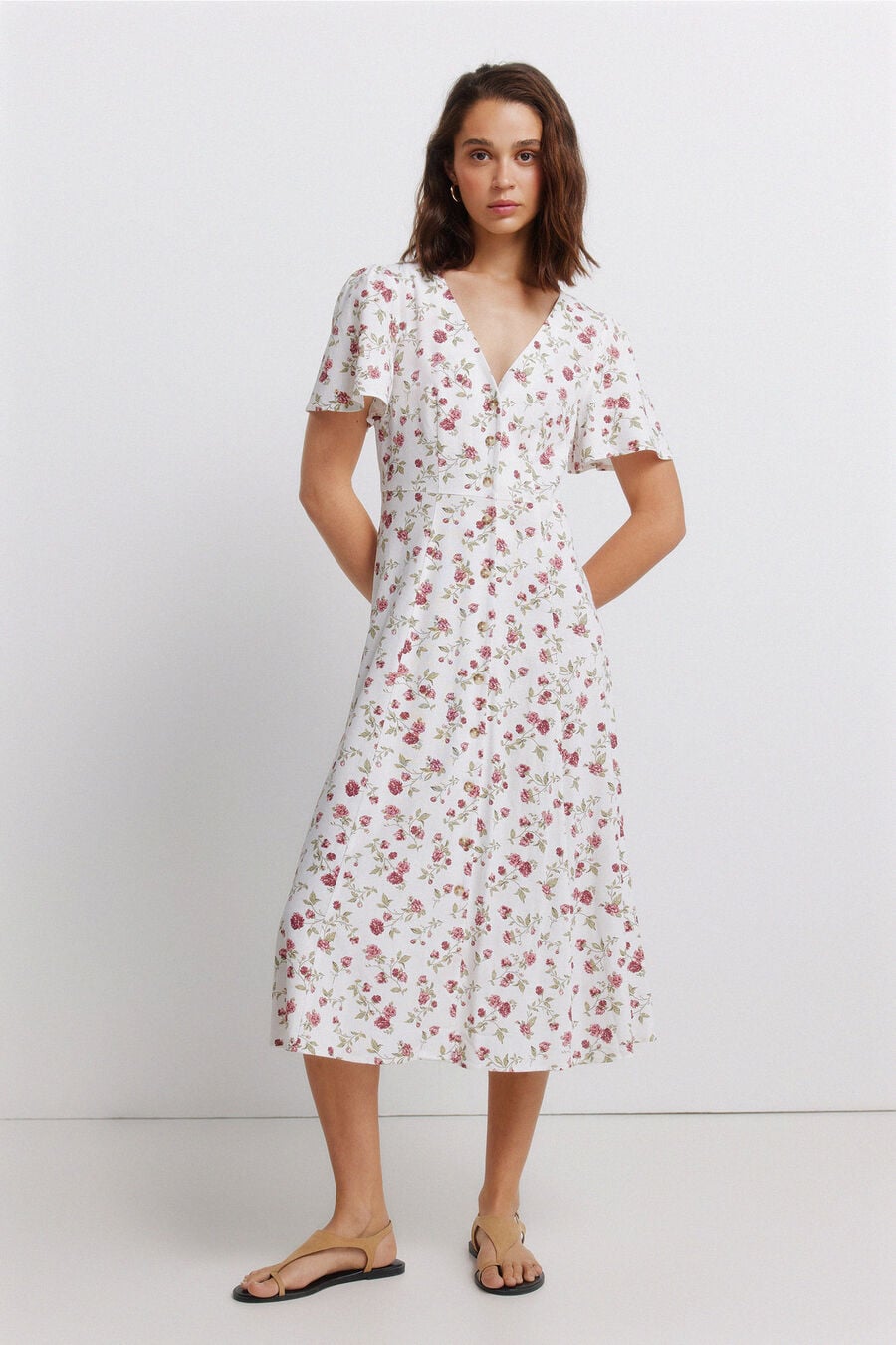 Vestido midi estampado floral
