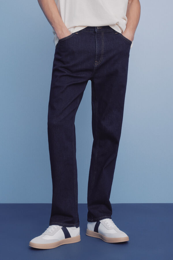 Springfield Straight fit desized wash jeans blue