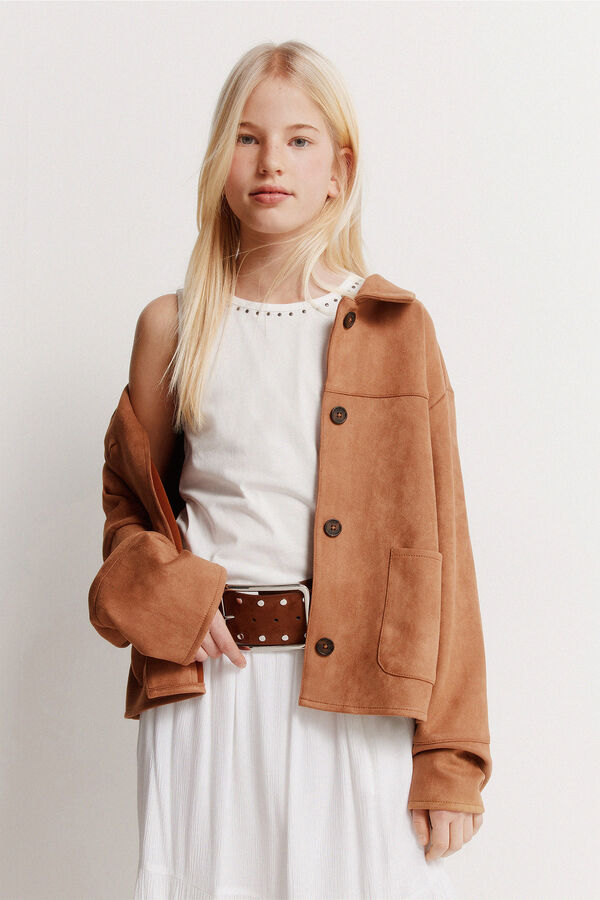 Springfield Kids Casaco para menina em camur&ccedil;a sint&eacute;tica cru