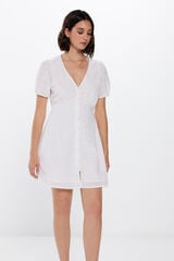 Springfield Schiffli embroidered short dress white