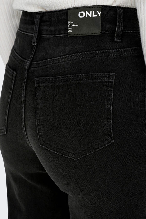 Springfield Jeans mit ausgestelltem Bein und hohem Taillenbund schwarz