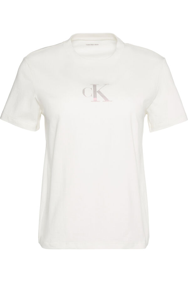 CK Jeans Camiseta dise&ntilde;o cristales brillantes marfil