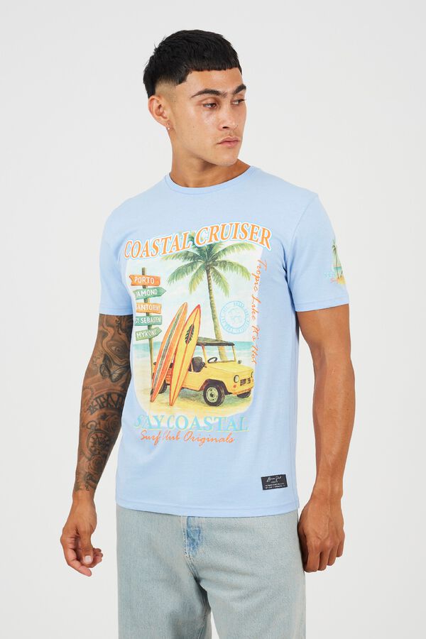Brave Soul Printed short sleeve T-shirt blue
