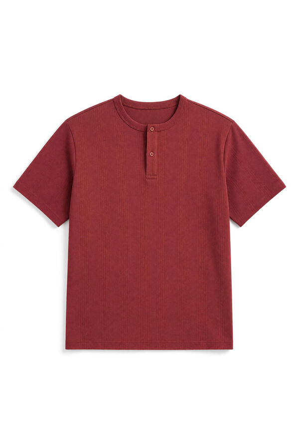 Springfield Piqu&eacute; texture Henley T-shirt red