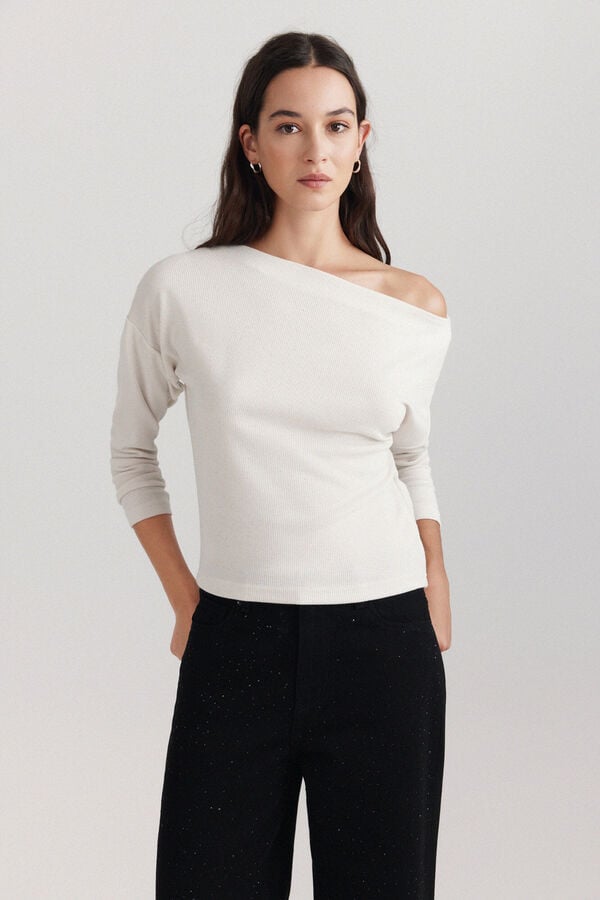 Springfield Shiny long sleeve T-shirt beige