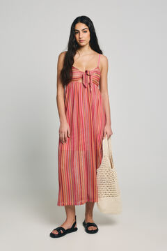 Only Vestido largo cuello en V fucsia