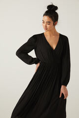 Springfield Midi-Kleid Ausschnitt überkreuzt schwarz
