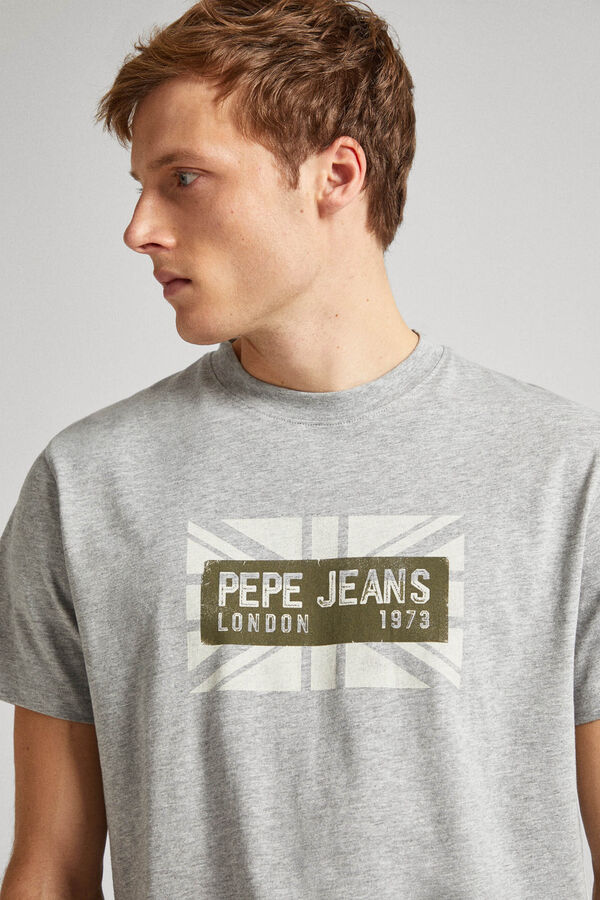 Springfield Regular fit T-shirt with logo print grey