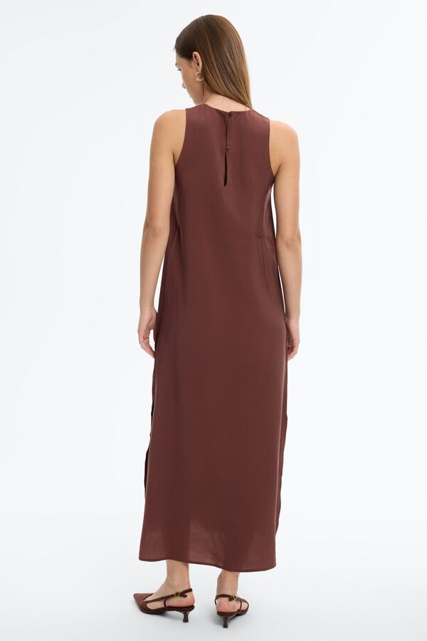 Inside Long dress with slits brown