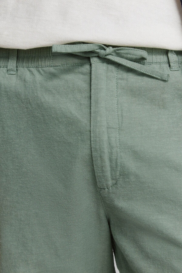 Springfield Bermuda en lin coupe slim confortable vert