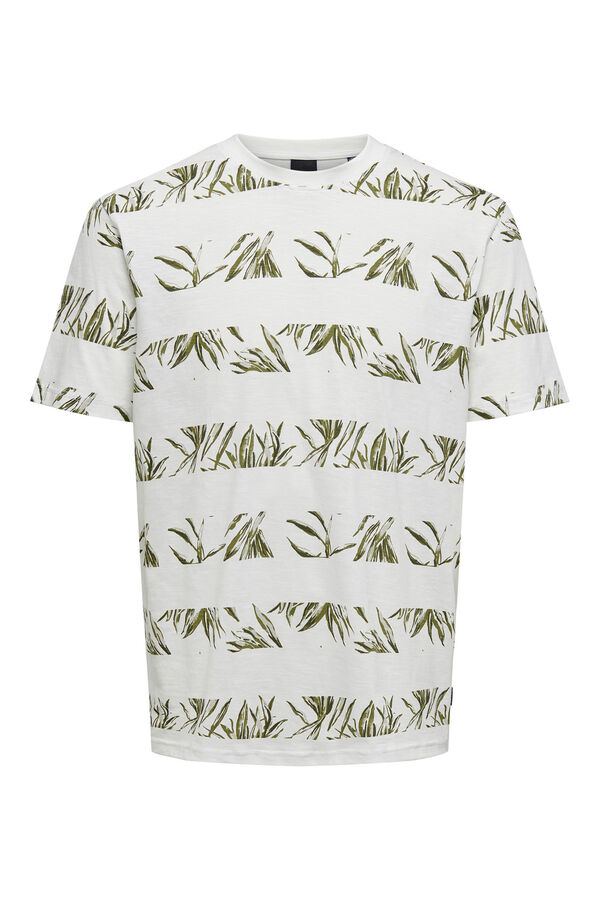 Springfield T-Shirt Palmen-Print blanco