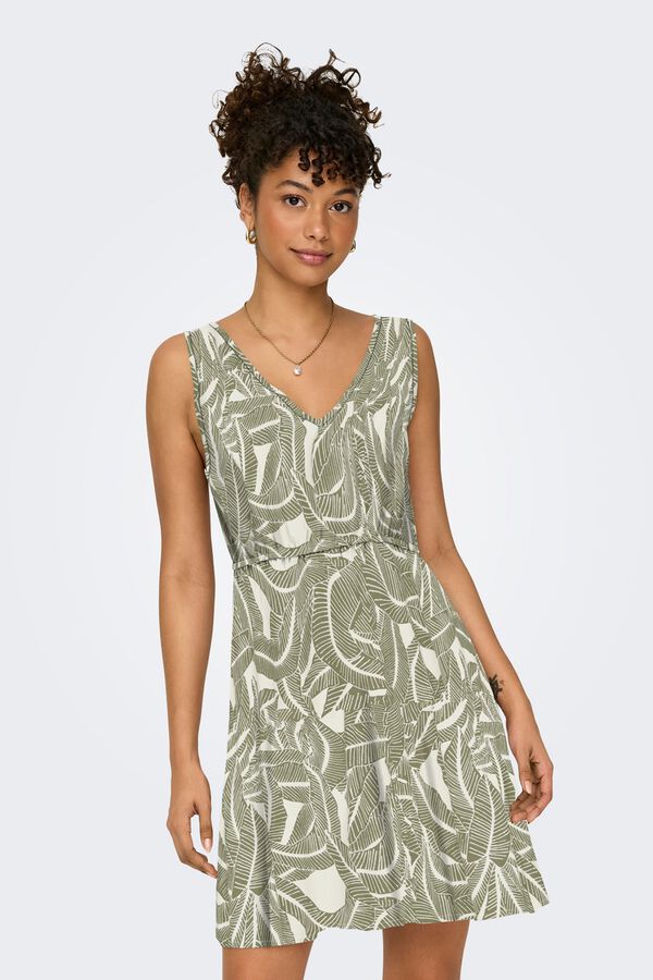 Only Vestido corto tirantes kaki