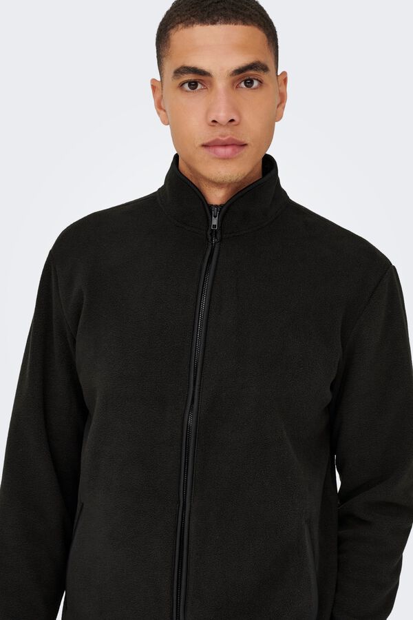 Only & Sons Casaco sherpa com fecho de correr cinzento