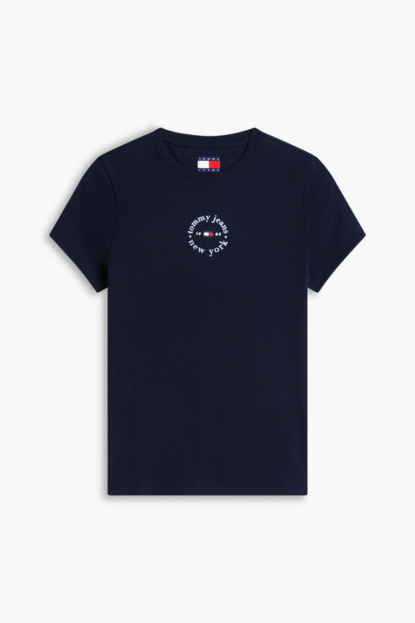 Tommy Jeans T-shirt slim com logo azul