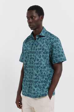 Springfield Printed linen short sleeve shirt