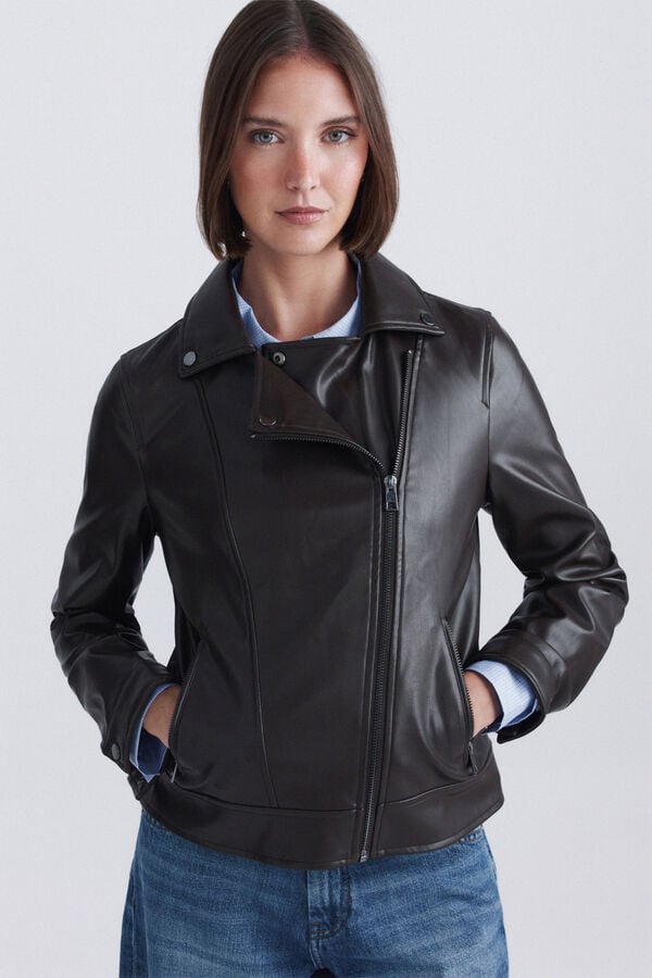 Springfield Faux leather jacket brown