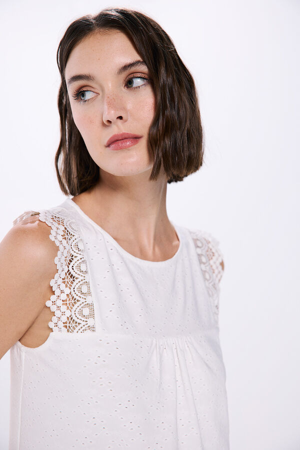 Springfield Lace shoulders T-shirt white