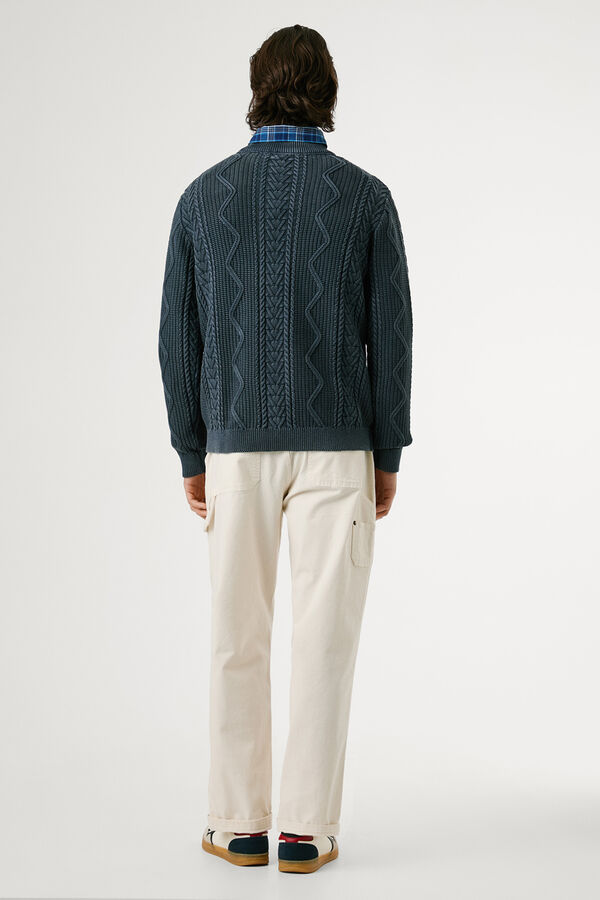 Pepe Jeans Round Neck Braided Sweater blue