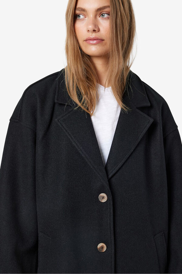 Noisy May Stoffmantel mit Revers und &Auml;rmel Schwarz