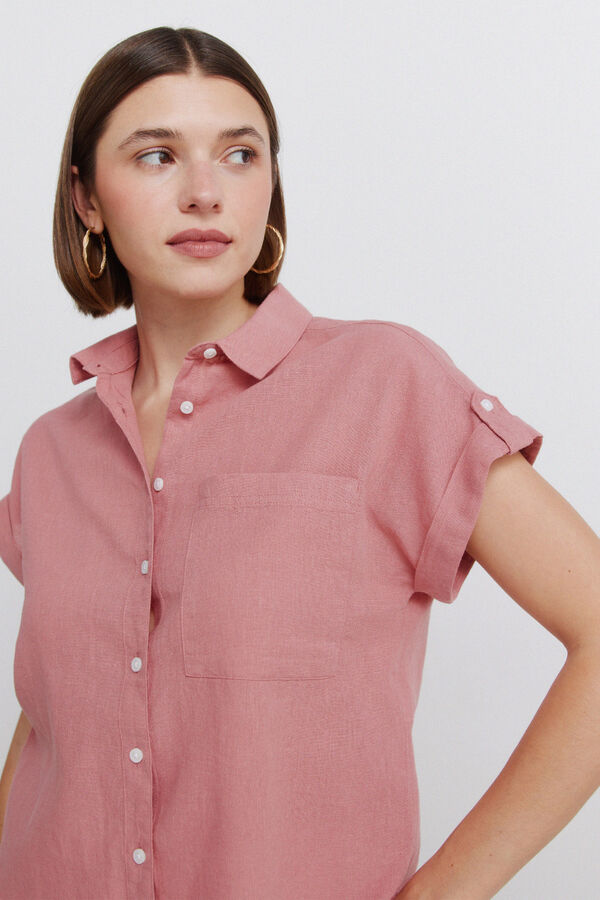 Springfield Camisa manga corta lino rosa