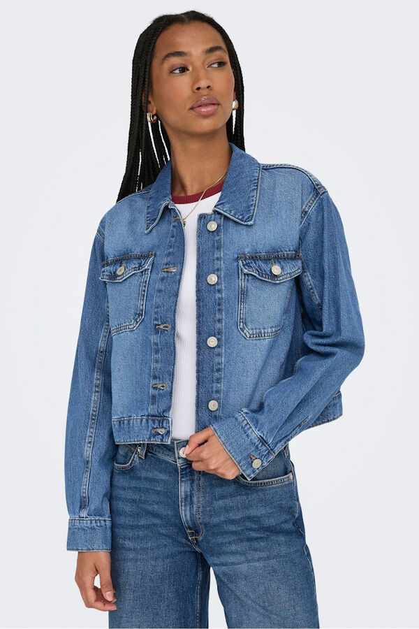 Only Chaqueta vaquera bolsillos azul