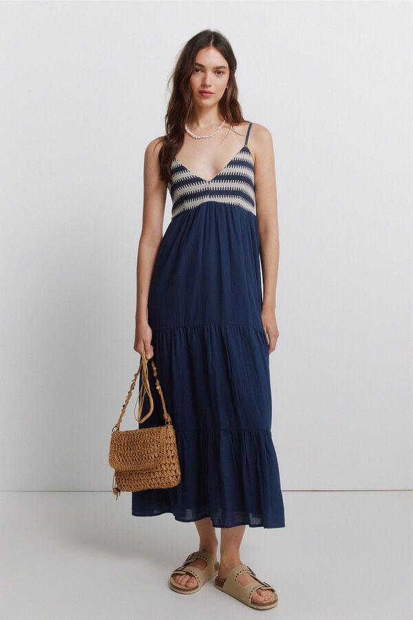 Springfield Crochet strap dress blue