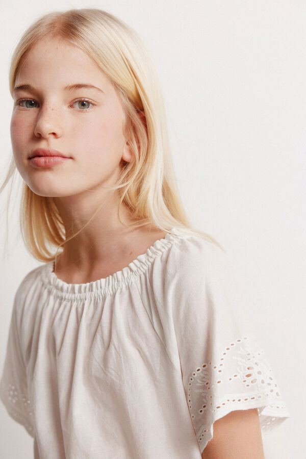 Springfield Kids Dečija vezena bluza Bela