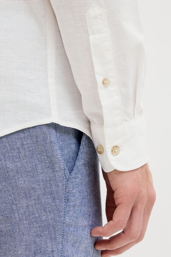 JJ REBEL Linen regular fit shirt white