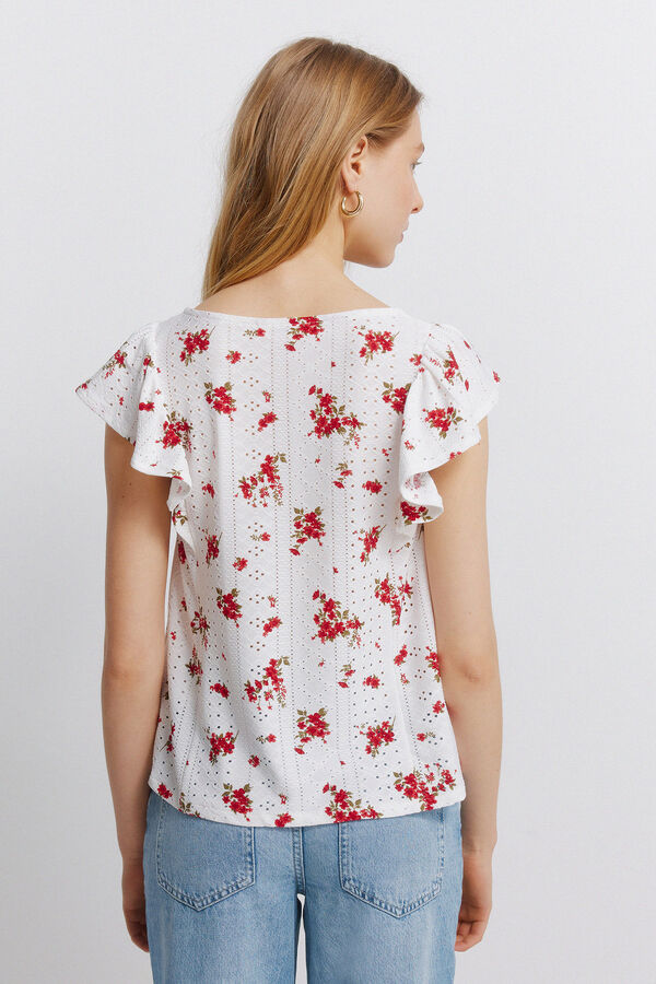 Springfield Embroidered short sleeve T-shirt beige