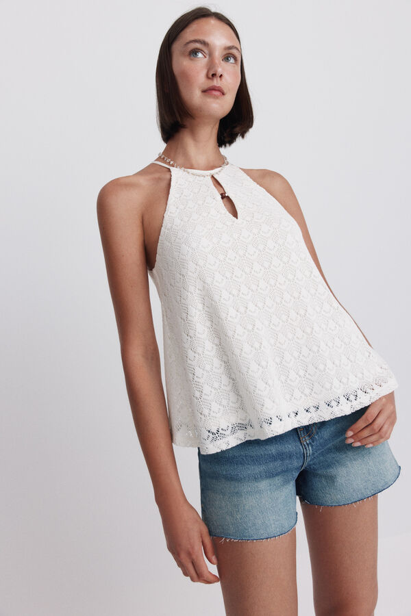 Springfield Embroidered halterneck T-shirt printed