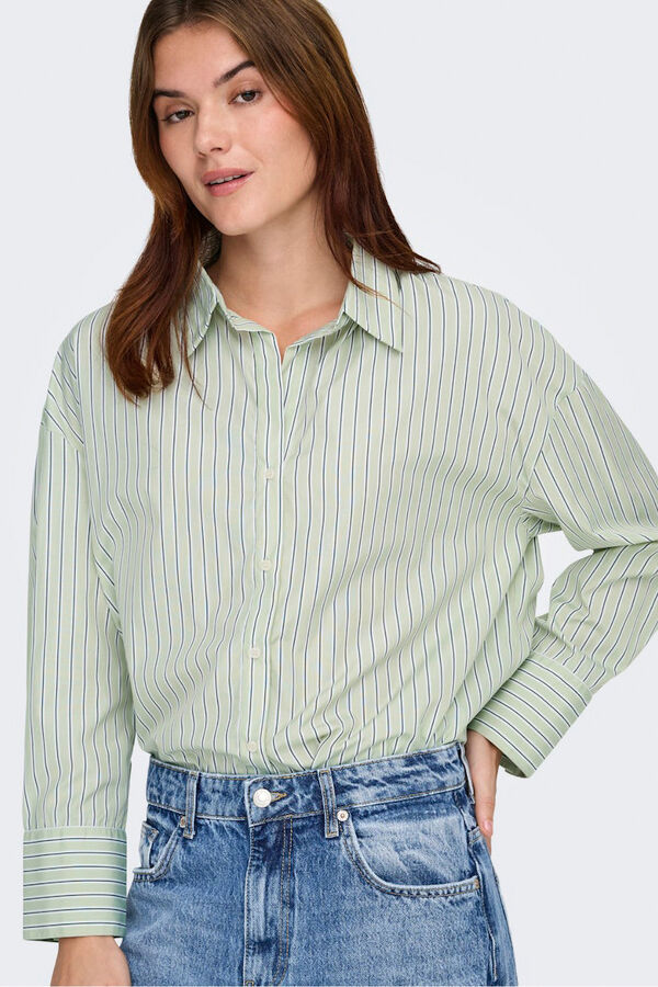 Only Striped long sleeve shirt green