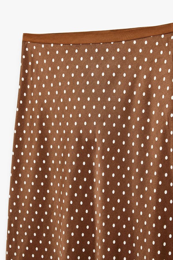 Koton Falda midi satinada marr&oacute;n