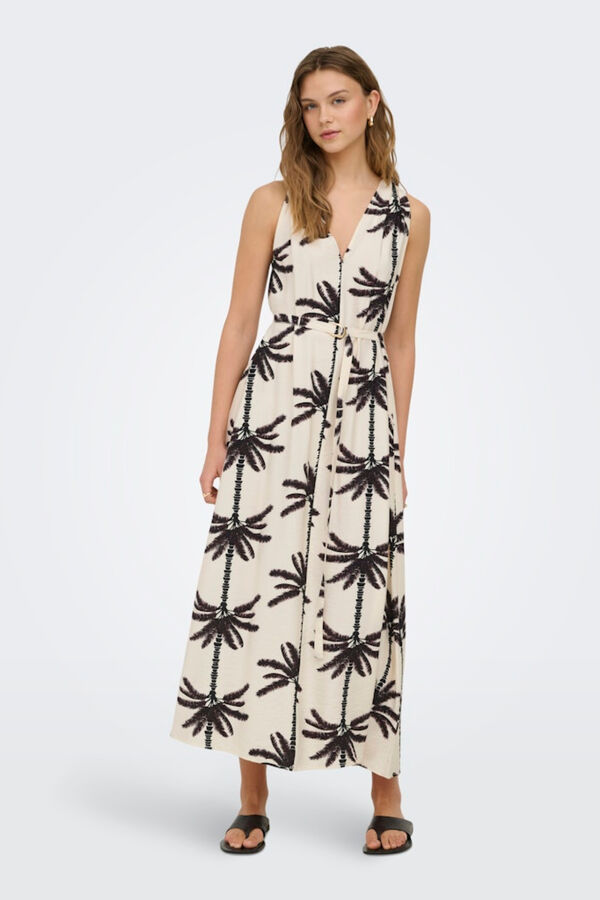 Only Vestido comprido gola em V branco