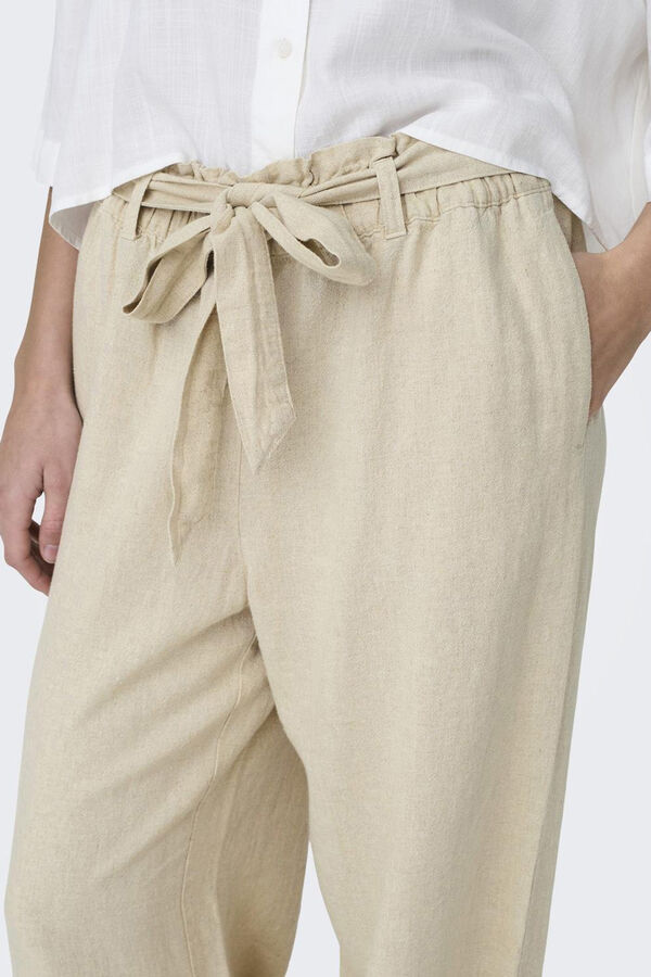 Springfield Pantalón ancho de lino gris medio