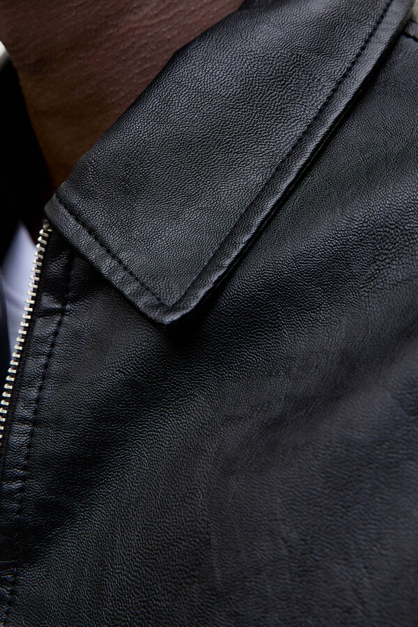 Jack & Jones Cazadora bomber polipiel negro