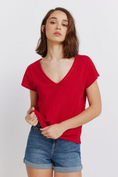 Springfield T-shirt col en V en dentelle