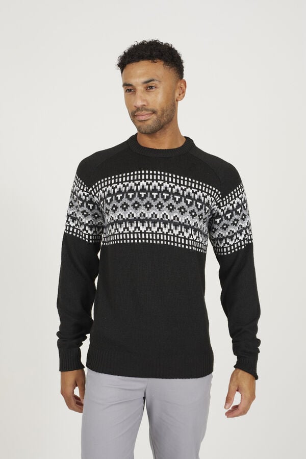 Brave Soul Jersey cuello redondo jacquard negro