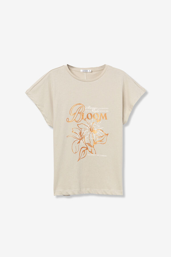 Tiffosi Camiseta estampado metalizado beige