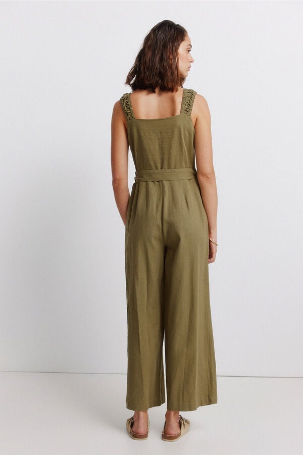 Springfield Linen elasticated strap jumpsuit printed